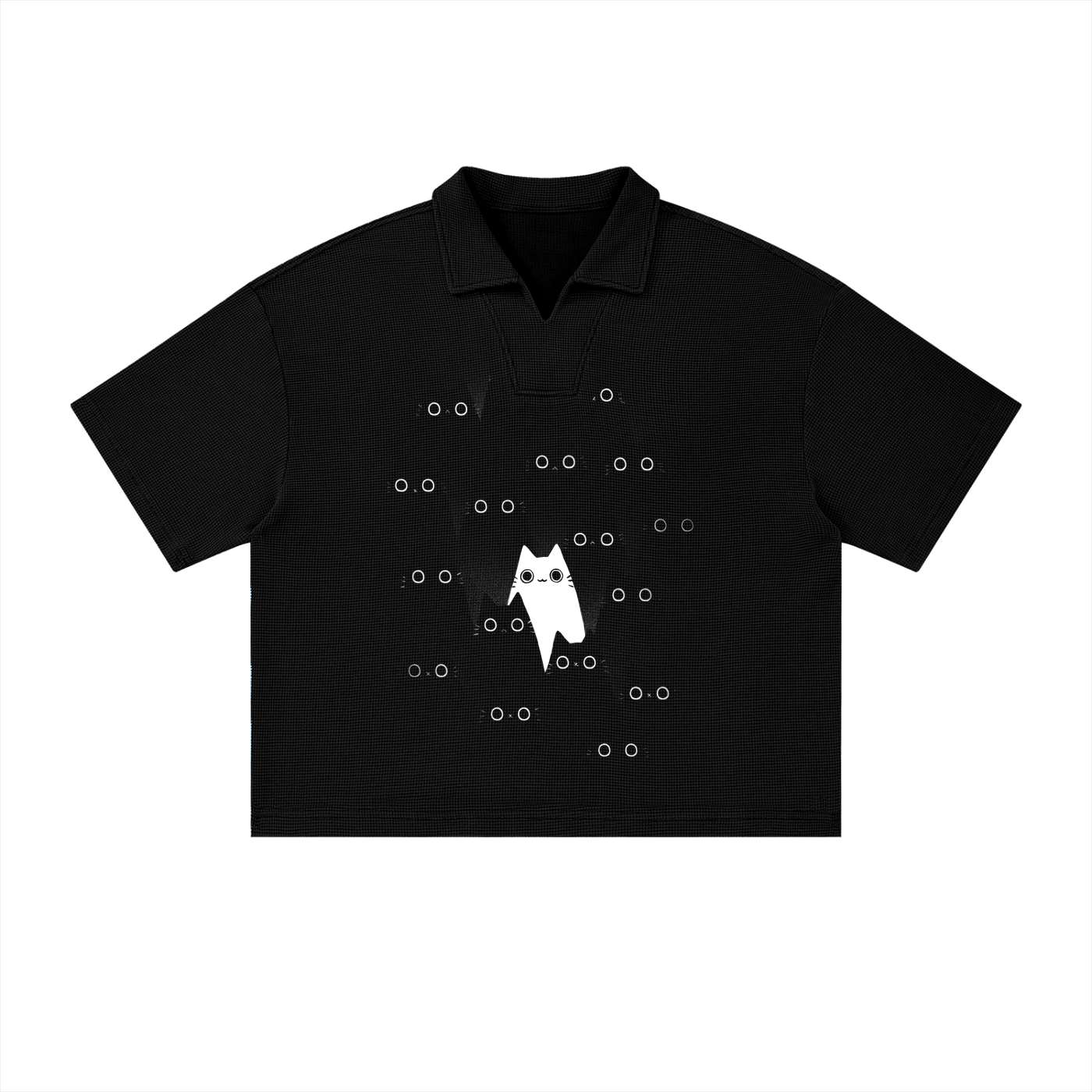 Unisex Vintage Wash Waffle Boxy Polo Shirt