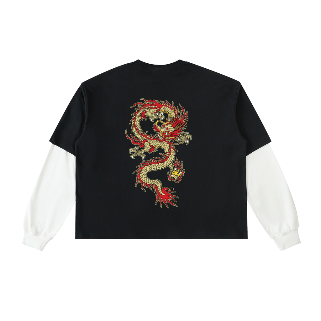 Layered Contrast Sleeve Cotton T-Shirt