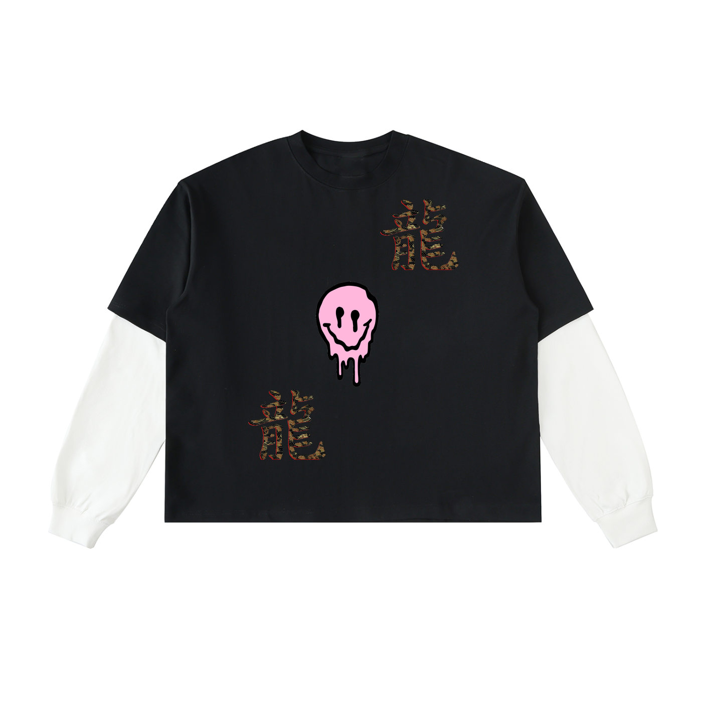 Layered Contrast Sleeve Cotton T-Shirt